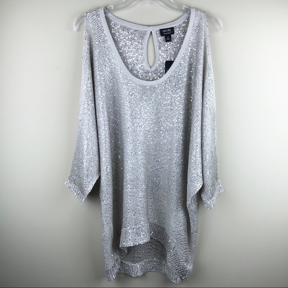 Nicole by Nicole Miller Tops - Nicole Miller cold shoulder sequined tunic top